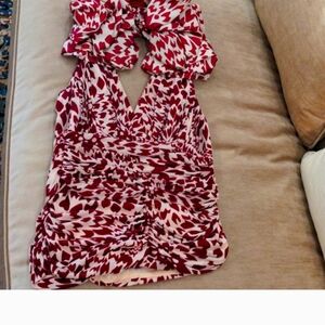 Missoni Red and White Ruched Sleeveless Blouse